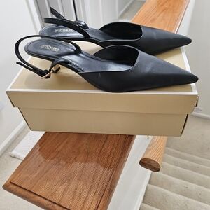 Michael Kors Black Pointed Slingback Heels